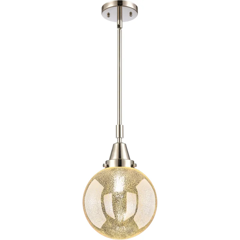 Beacon 1 Light 8 inch Polished Nickel Mini Pendant Ceiling Light in Mercury Glass