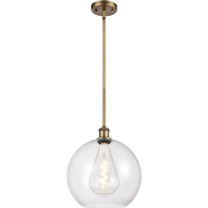 Ballston Athens 1 Light 12 inch Brushed Brass Mini Pendant Ceiling Light in Clear Glass