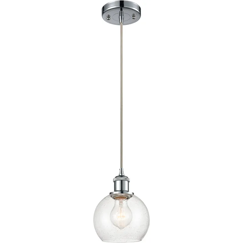 Ballston Athens 1 Light 6 inch Polished Chrome Mini Pendant Ceiling Light in Seedy Glass