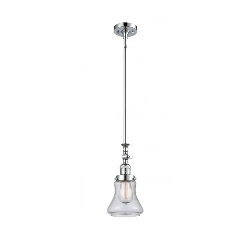 Franklin Restoration Bellmont 1 Light 7 inch Polished Chrome Mini Pendant Ceiling Light in Seedy Glass, Franklin Restoration