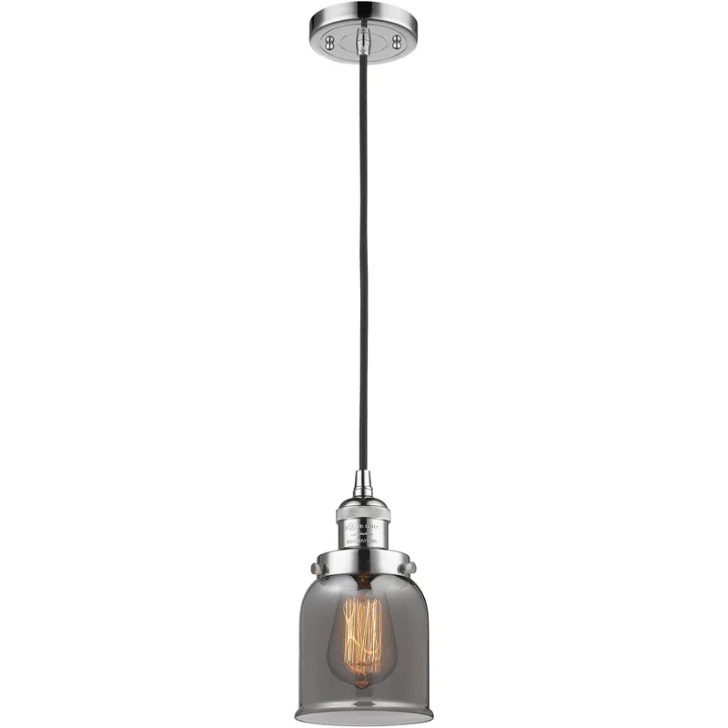 Franklin Restoration Bell 1 Light 5 inch Polished Chrome Mini Pendant Ceiling Light in Bulb Not Included, Light Smoke Glass, Franklin Restoration