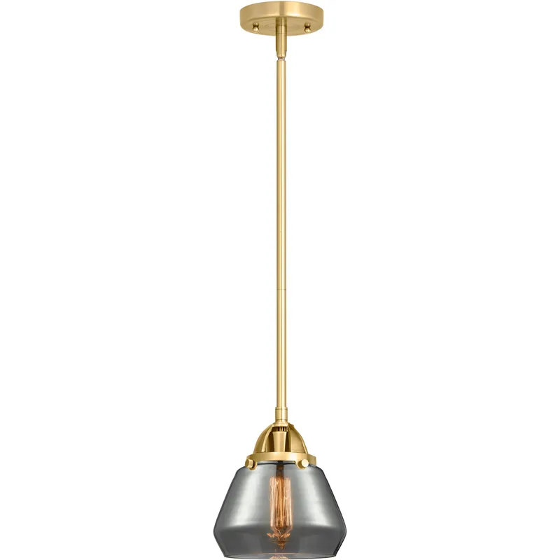 Nouveau 2 Fulton LED 6.75 inch Satin Gold Mini Pendant Ceiling Light in Light Smoke Glass
