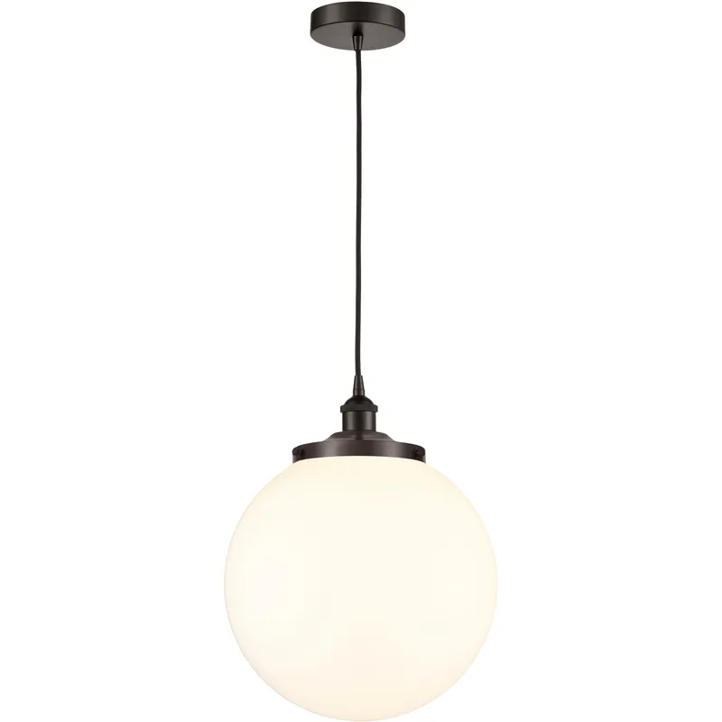 Beacon 1 Light 13.75 inch Oil Rubbed Bronze Mini Pendant Ceiling Light in Matte White Glass