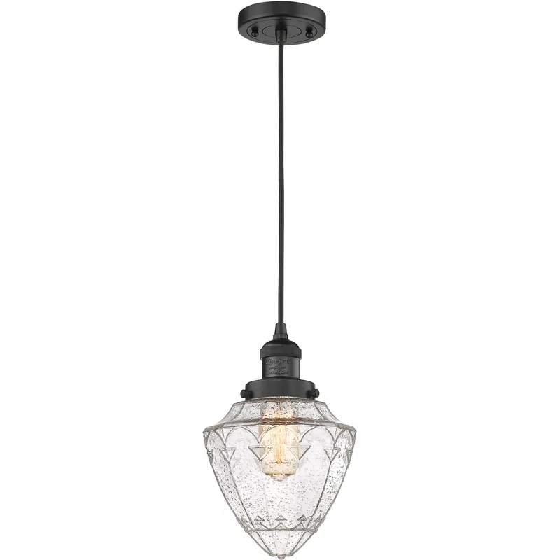 Franklin Restoration Bullet 1 Light 7 inch Matte Black Mini Pendant Ceiling Light in Incandescent, Seedy