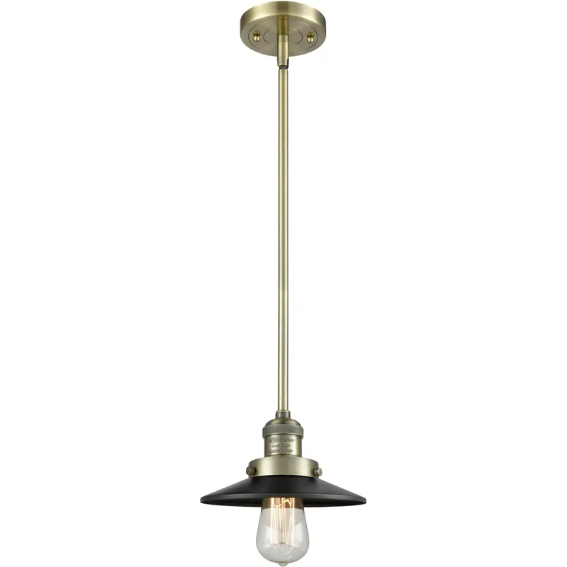 Franklin Restoration Railroad LED 8 inch Antique Brass Mini Pendant Ceiling Light in Matte Black, Franklin Restoration