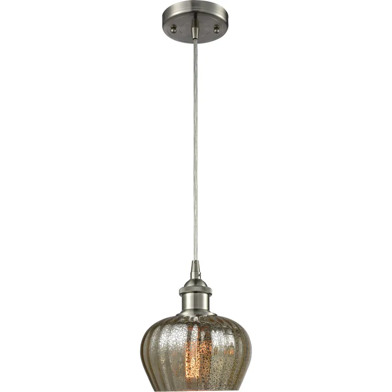 Ballston Fenton 1 Light 7 inch Brushed Satin Nickel Mini Pendant Ceiling Light in Mercury Glass, Ballston