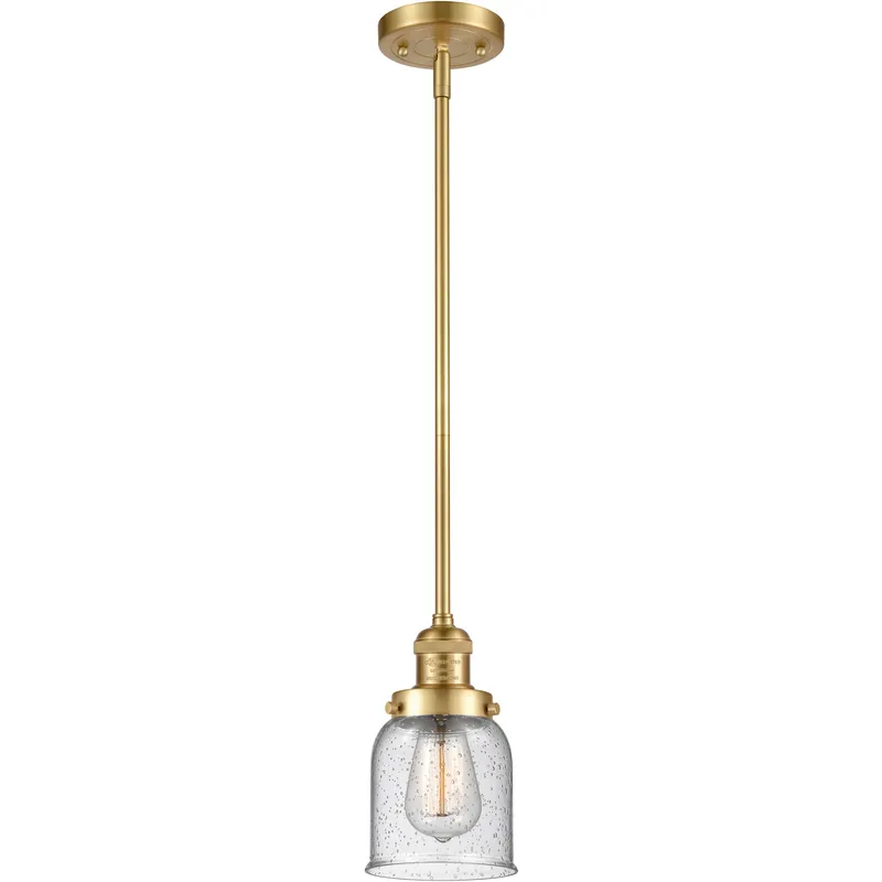 Franklin Restoration Bell 1 Light 5 inch Satin Gold Mini Pendant Ceiling Light in Incandescent, Seedy, Franklin Restoration
