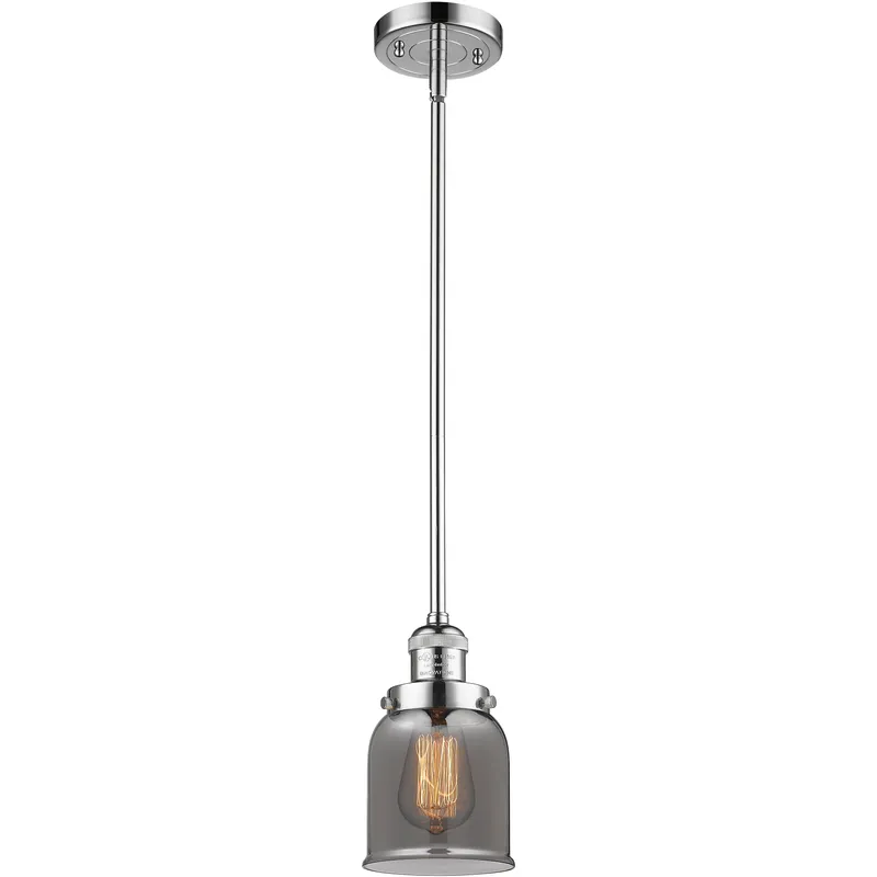 Franklin Restoration Bell LED 5 inch Polished Chrome Mini Pendant Ceiling Light in Light Smoke Glass, Franklin Restoration