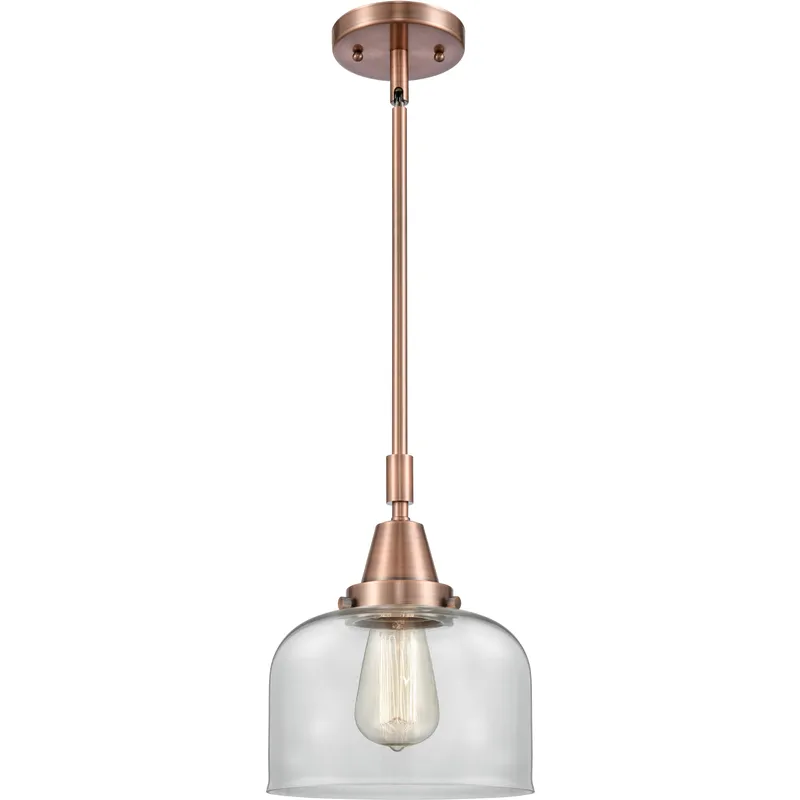 Franklin Restoration X-Large Bell LED 12 inch Antique Copper Mini Pendant Ceiling Light in Clear Glass