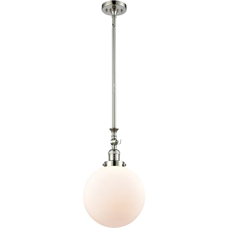 Franklin Restoration Beacon LED 10 inch Polished Nickel Mini Pendant Ceiling Light in Matte White, Franklin Restoration