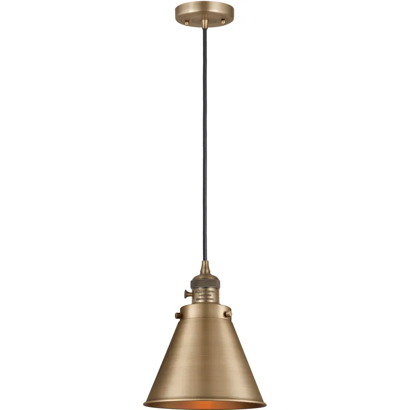 Franklin Restoration Appalachian 1 Light 8 inch Brushed Brass Mini Pendant Ceiling Light in Incandescent