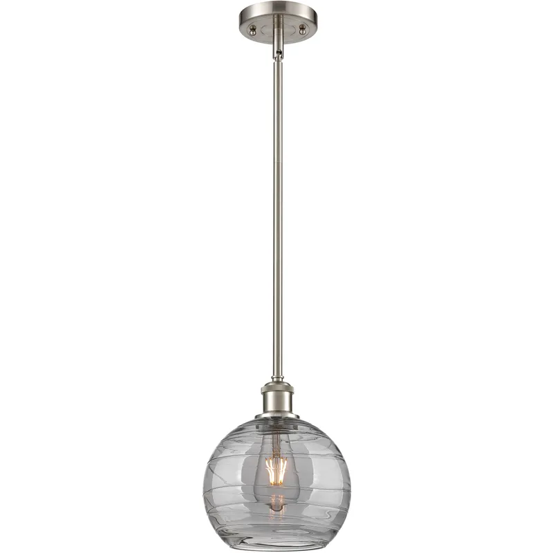 Ballston Athens Deco Swirl 1 Light 8 inch Brushed Satin Nickel Stem Hung Mini Pendant Ceiling Light