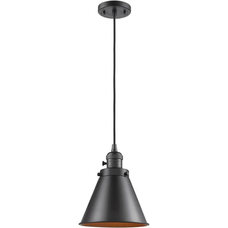 Franklin Restoration Appalachian 1 Light 8 inch Oil Rubbed Bronze Mini Pendant Ceiling Light in Incandescent