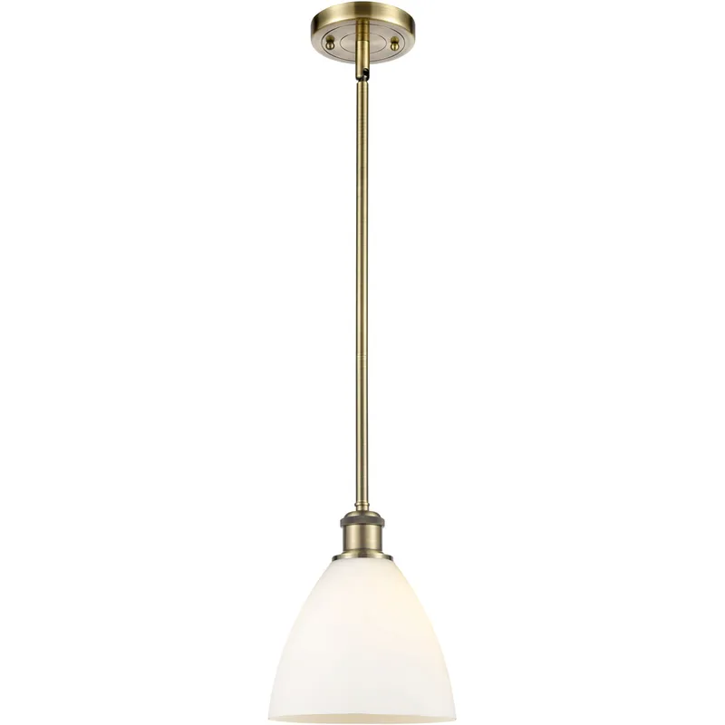 Ballston Dome LED 7.5 inch Antique Brass Mini Pendant Ceiling Light in Matte White Glass