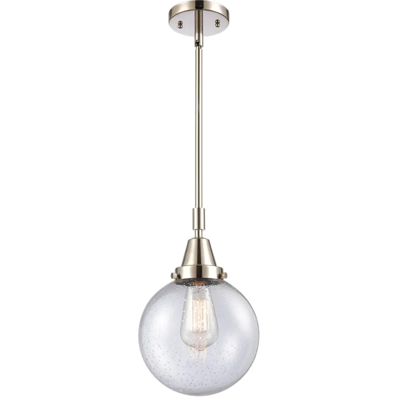 Beacon 1 Light 8 inch Polished Nickel Mini Pendant Ceiling Light in Seedy Glass