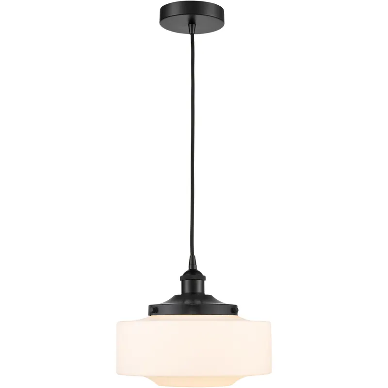 Bridgeton 1 Light 12 inch Matte Black Mini Pendant Ceiling Light in Matte White Glass