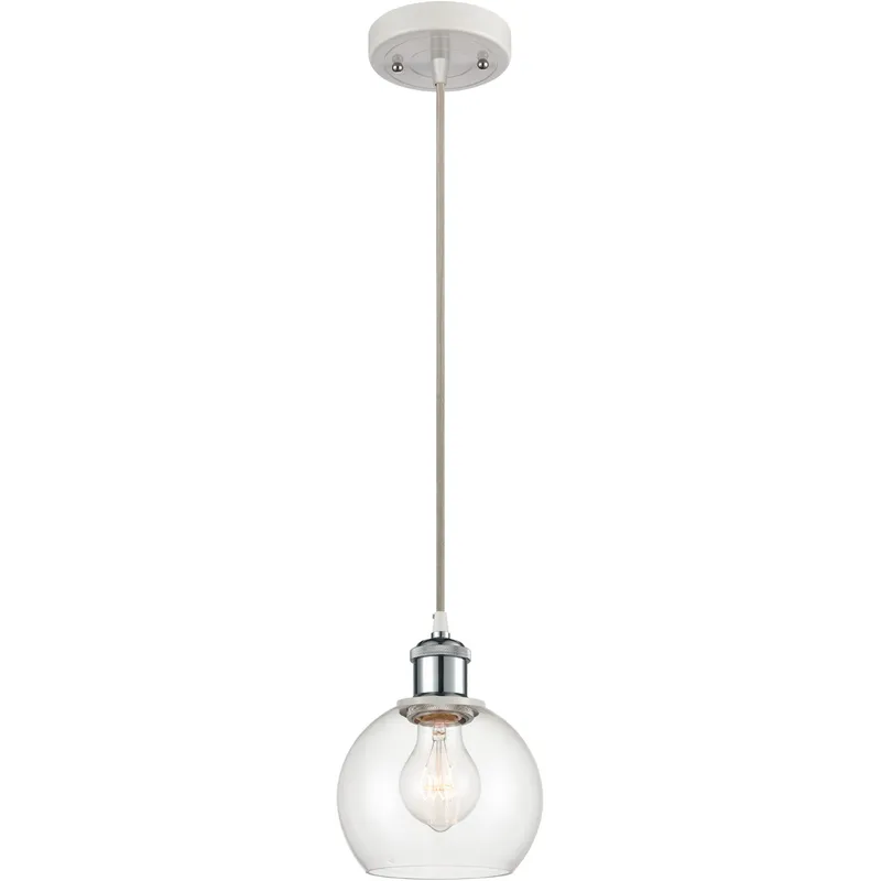 Ballston Athens 1 Light 6 inch White and Polished Chrome Mini Pendant Ceiling Light in Clear Glass