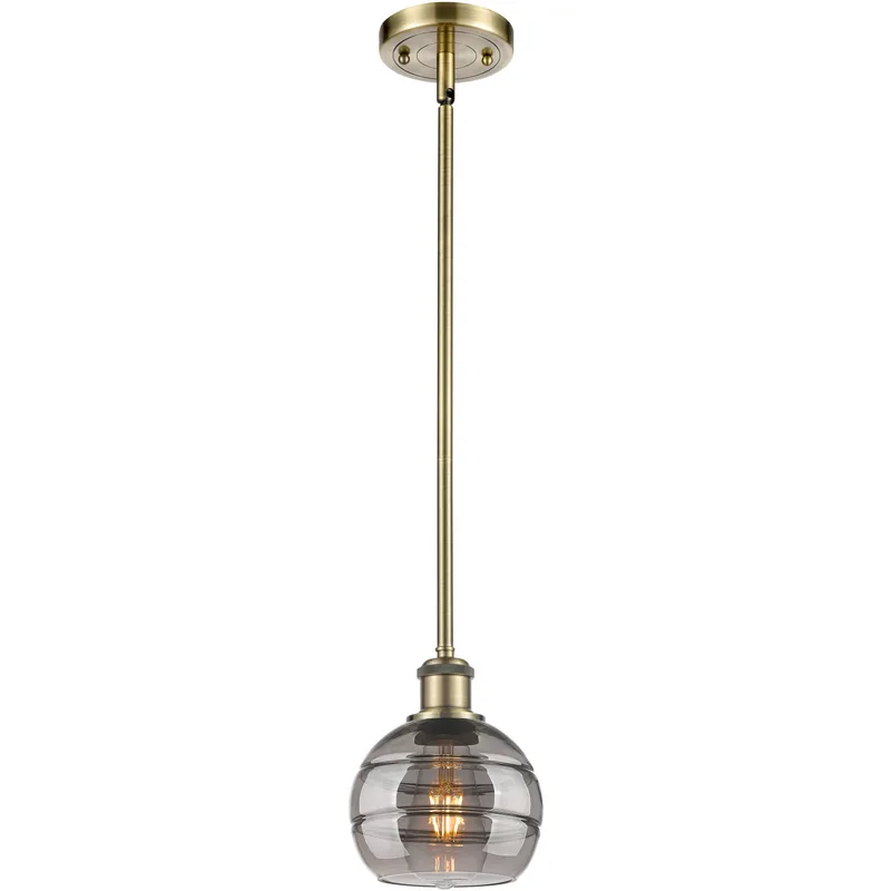 Ballston Rochester 1 Light 5.88 inch Antique Brass Stem Hung Mini Pendant Ceiling Light