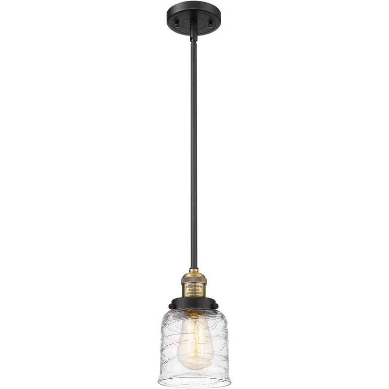 Franklin Restoration Bell 1 Light 5 inch Black Antique Brass Mini Pendant Ceiling Light in Incandescent, Deco Swirl