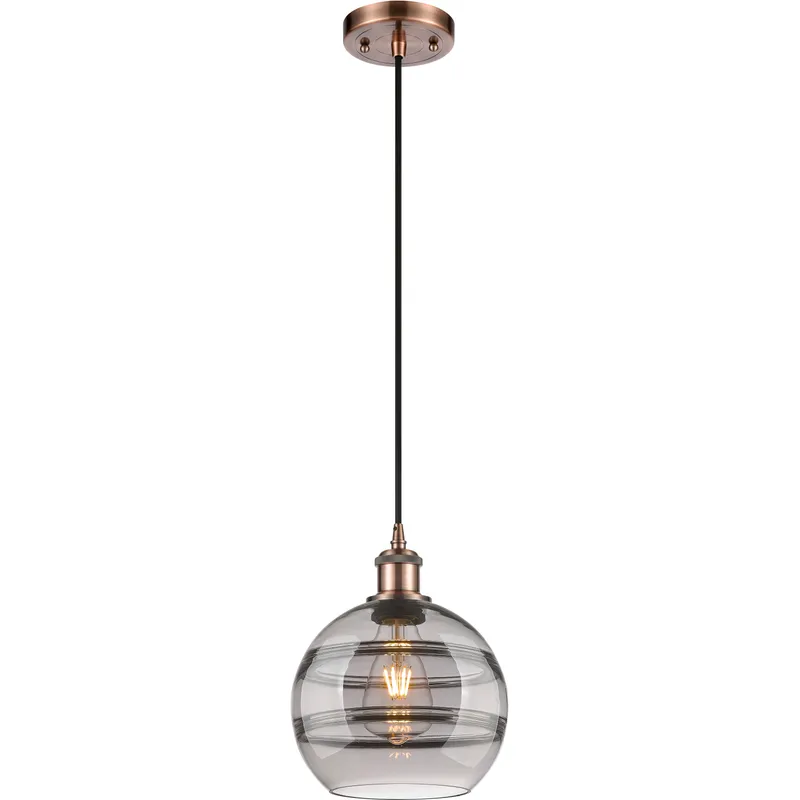 Ballston Rochester 1 Light 8 inch Antique Copper Cord Hung Mini Pendant Ceiling Light