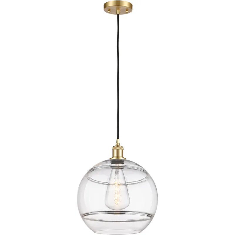 Ballston Rochester 1 Light 12 inch Satin Gold Cord Hung Mini Pendant Ceiling Light