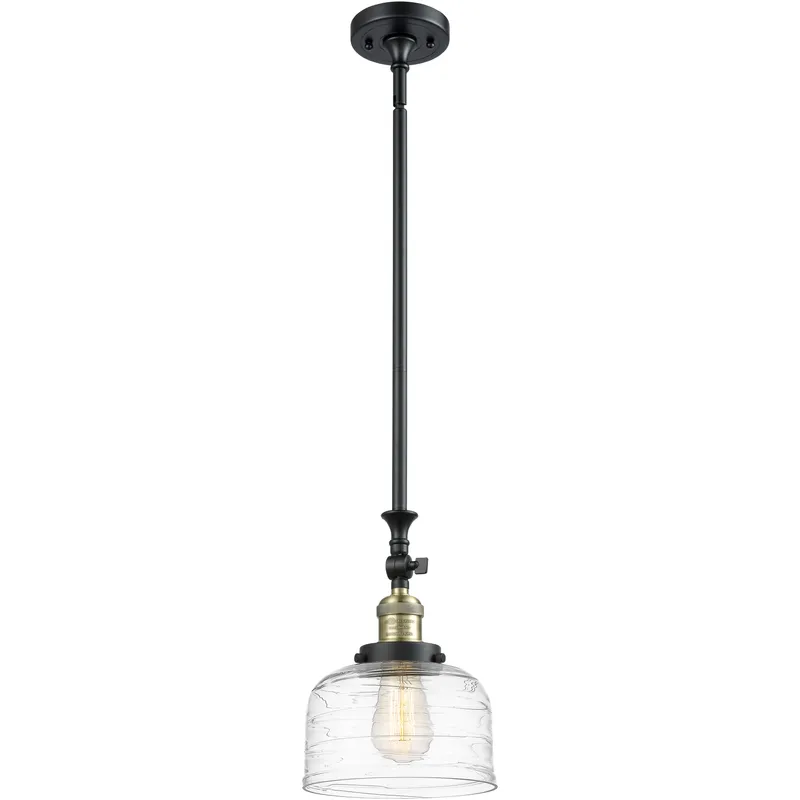 Franklin Restoration Bell 1 Light 8 inch Black Antique Brass Mini Pendant Ceiling Light in Incandescent, Clear Deco Swirl