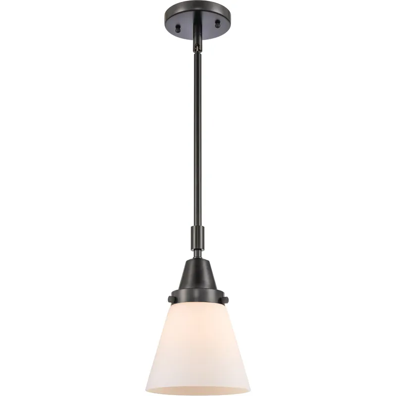 Franklin Restoration Small Cone LED 6 inch Matte Black Mini Pendant Ceiling Light in Matte White Glass