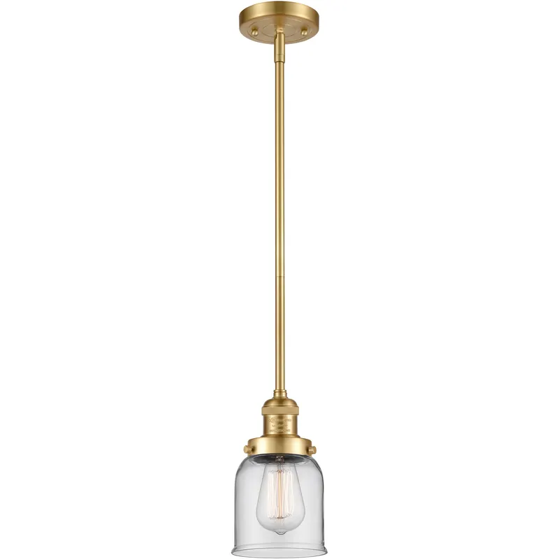 Franklin Restoration Bell LED 5 inch Satin Gold Mini Pendant Ceiling Light in Clear, Franklin Restoration