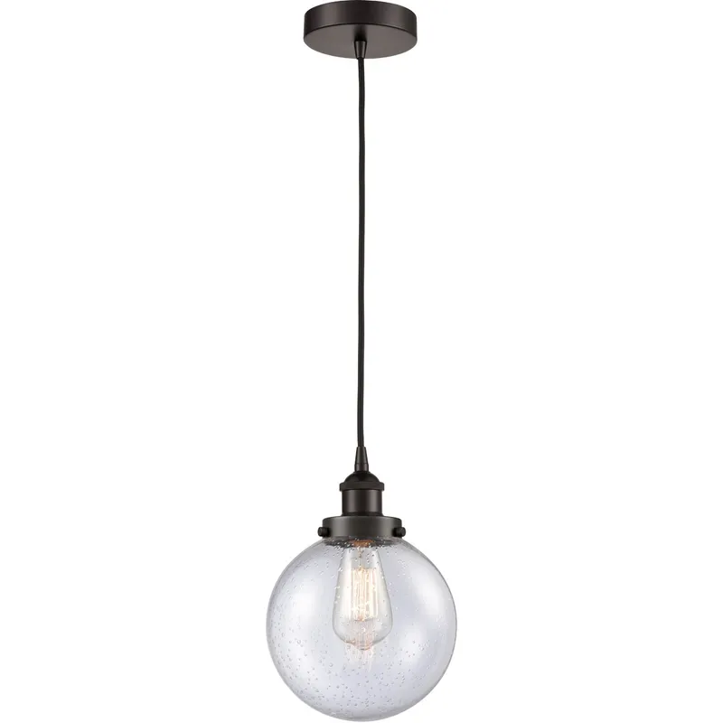 Edison Beacon LED 8 inch Oil Rubbed Bronze Mini Pendant Ceiling Light