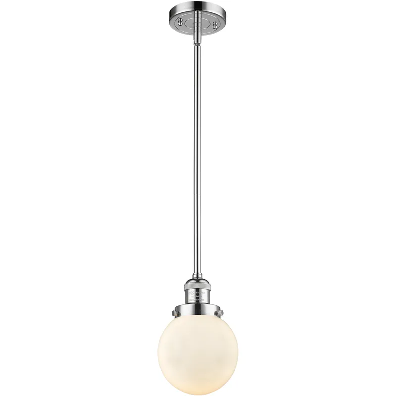 Franklin Restoration Beacon LED 6 inch Polished Chrome Mini Pendant Ceiling Light in Matte White, Franklin Restoration