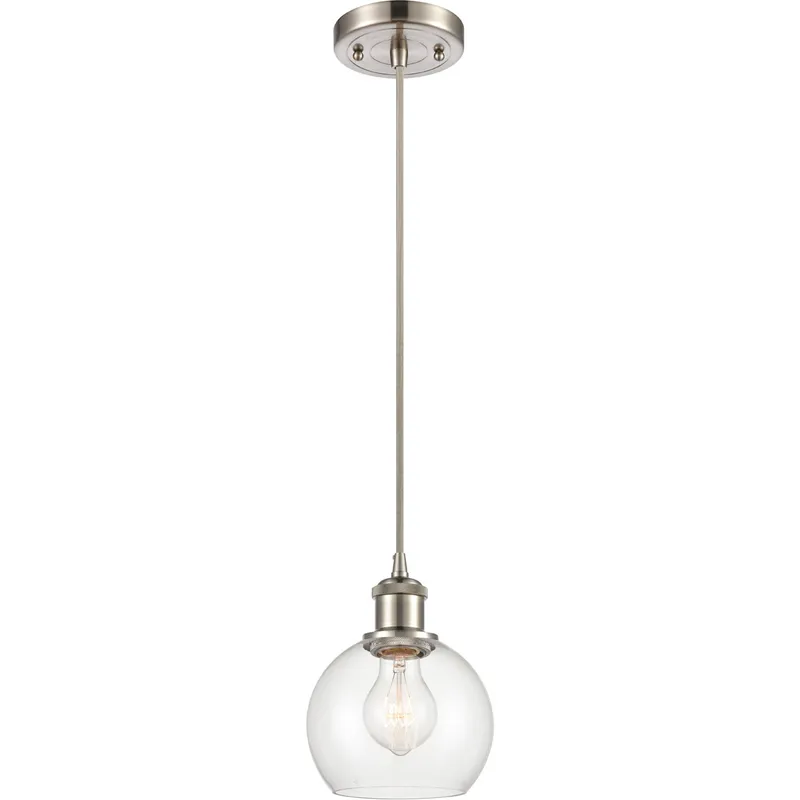 Ballston Athens 1 Light 6 inch Brushed Satin Nickel Mini Pendant Ceiling Light in Clear Glass