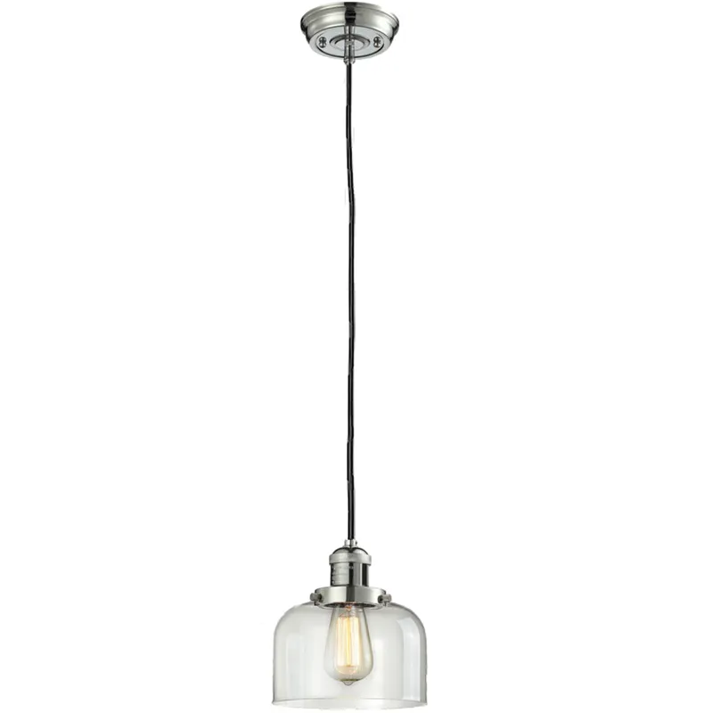 Franklin Restoration Bell LED 8 inch Polished Nickel Mini Pendant Ceiling Light in Clear, Franklin Restoration