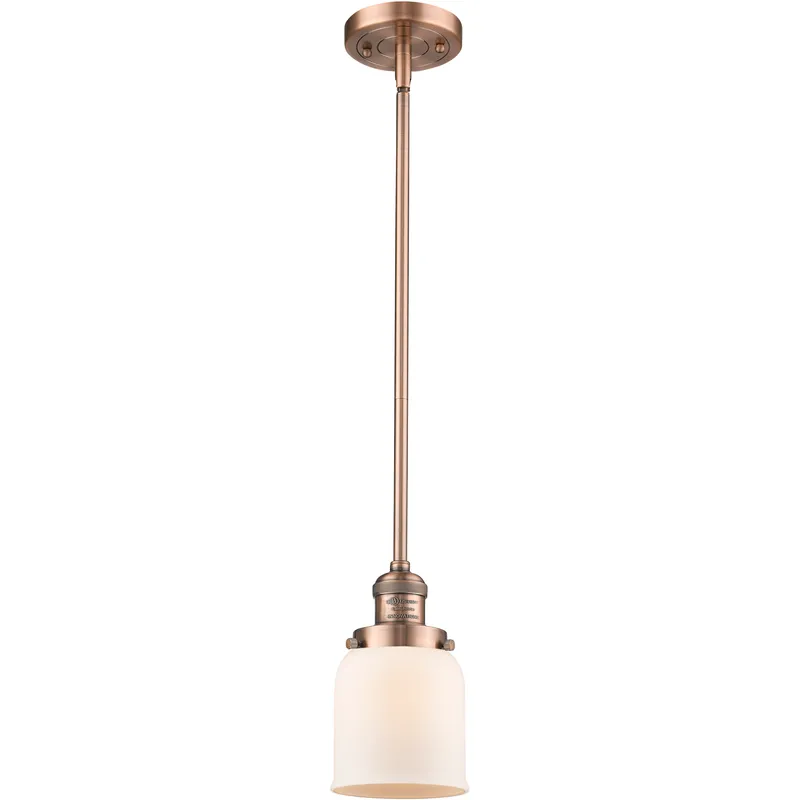Franklin Restoration Bell 1 Light 5 inch Antique Copper Mini Pendant Ceiling Light in Incandescent, Matte White, Franklin Restoration
