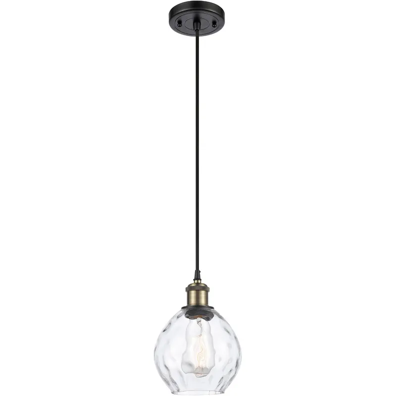 Ballston Small Waverly LED 6 inch Black Antique Brass Mini Pendant Ceiling Light in Black Textured, Ballston