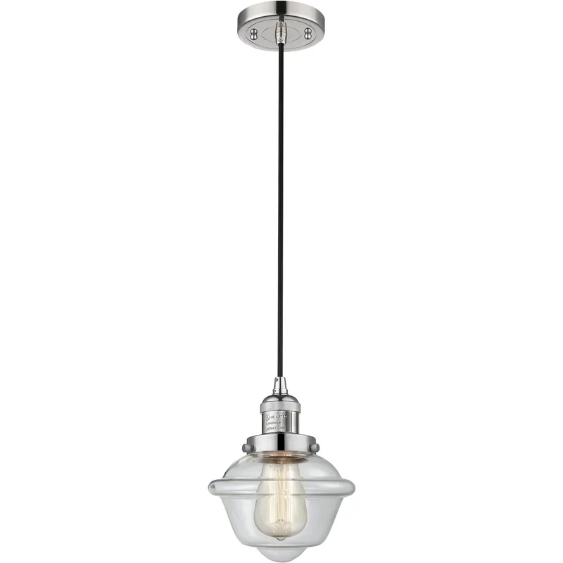 Franklin Restoration Oxford 1 Light 7.5 inch Polished Nickel Mini Pendant Ceiling Light in Incandescent, Clear, Franklin Restoration