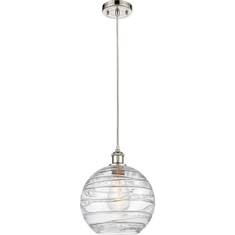 Ballston Large Deco Swirl 1 Light 10 inch Polished Nickel Mini Pendant Ceiling Light, Ballston
