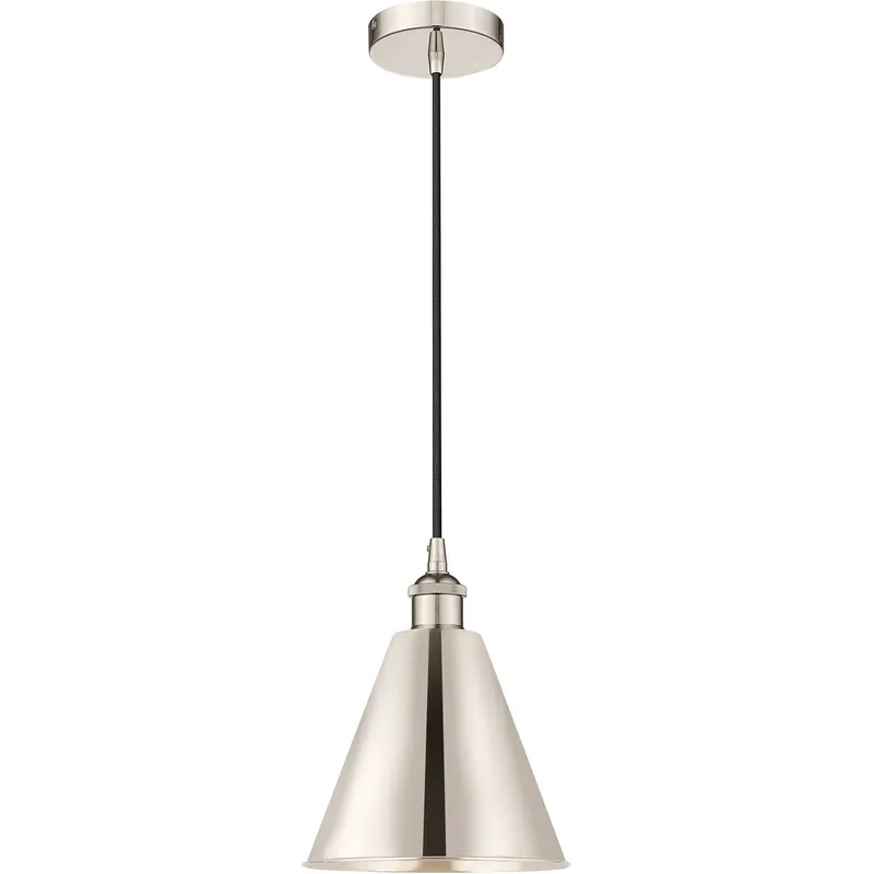 Edison Cone LED 8 inch Polished Nickel Mini Pendant Ceiling Light