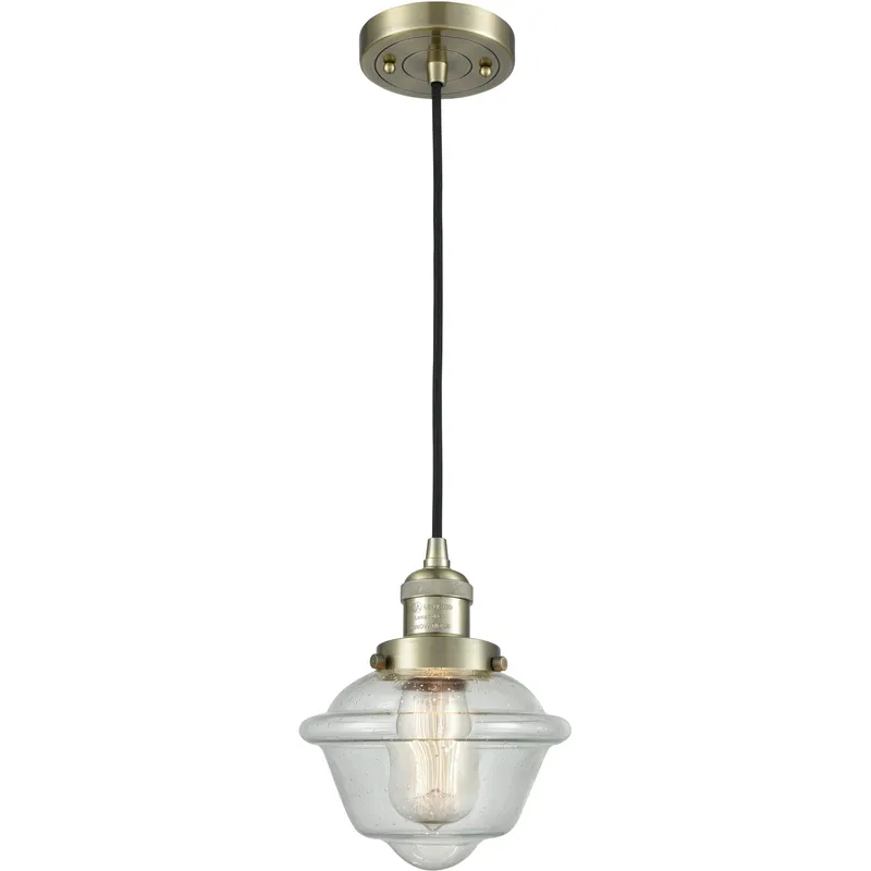 Franklin Restoration Oxford 1 Light 7.5 inch Antique Brass Mini Pendant Ceiling Light in Incandescent, Seedy, Franklin Restoration