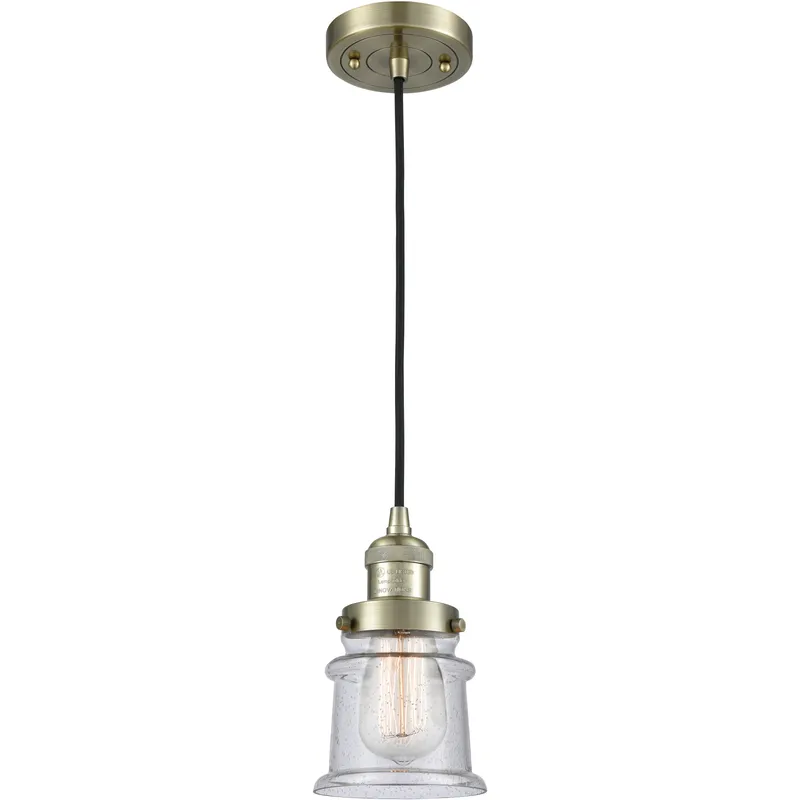 Franklin Restoration Canton LED 6 inch Antique Brass Mini Pendant Ceiling Light in Seedy, Franklin Restoration