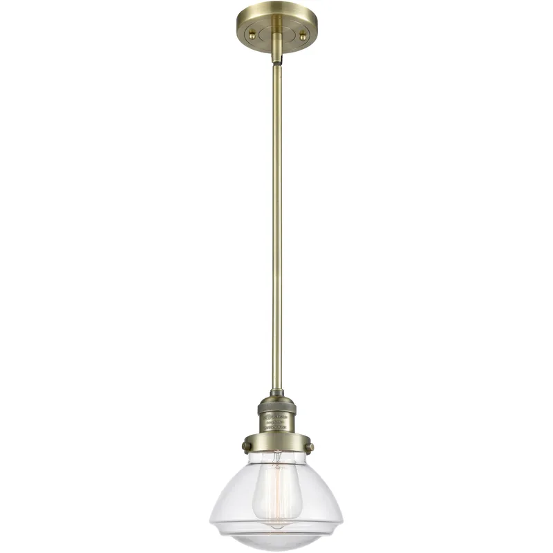 Franklin Restoration Olean 1 Light 6.75 inch Antique Brass Mini Pendant Ceiling Light in Incandescent, Clear, Franklin Restoration