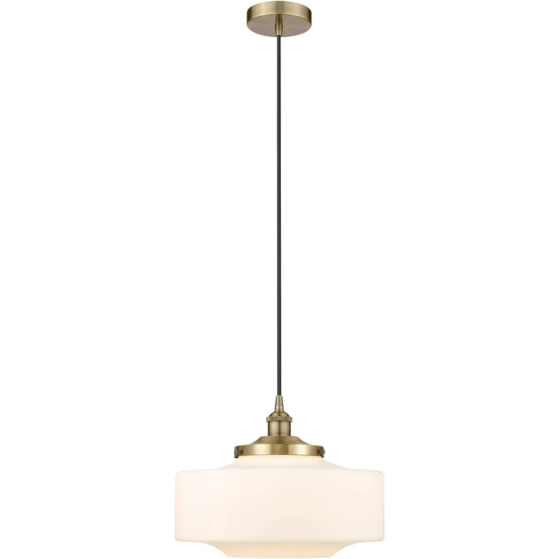 Bridgeton 1 Light 16 inch Antique Brass Mini Pendant Ceiling Light in Matte White Glass