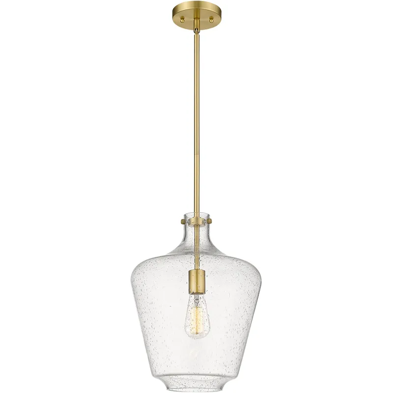 Lowell 1 Light 12 inch Satin Gold Mini Pendant Ceiling Light in Seedy Glass