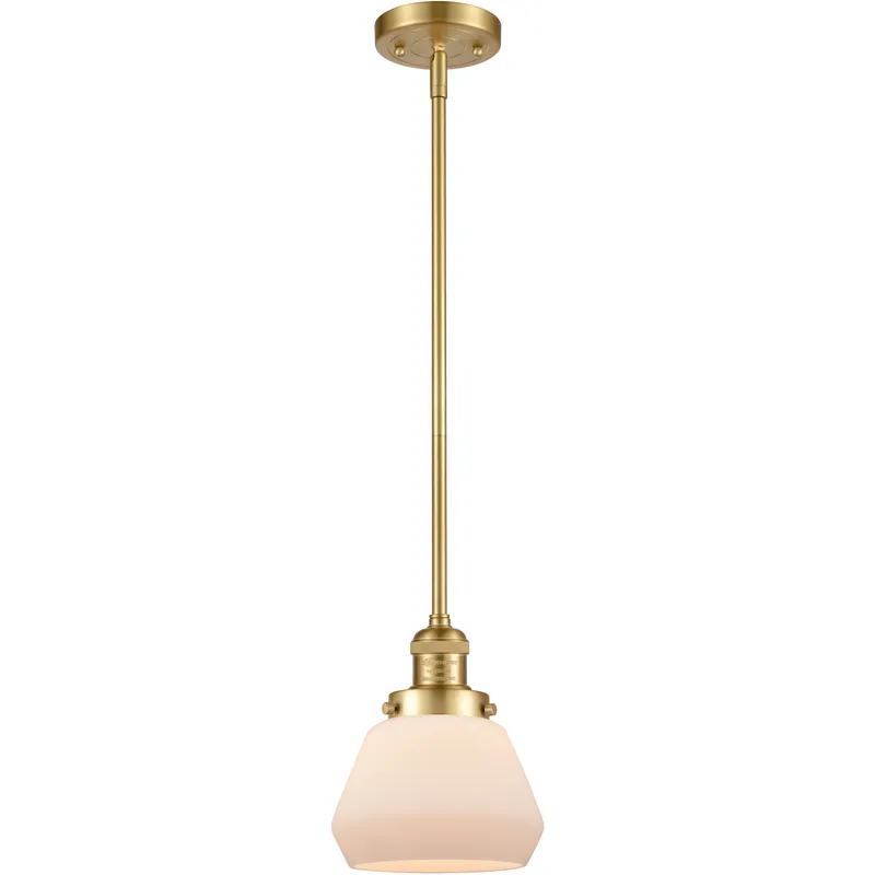 Franklin Restoration Fulton LED 7 inch Satin Gold Mini Pendant Ceiling Light in Matte White, Franklin Restoration