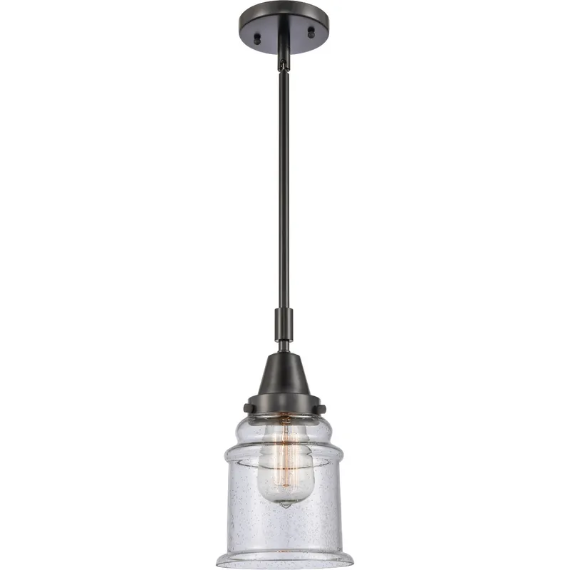 Franklin Restoration Canton LED 6.5 inch Matte Black Mini Pendant Ceiling Light in Seedy Glass