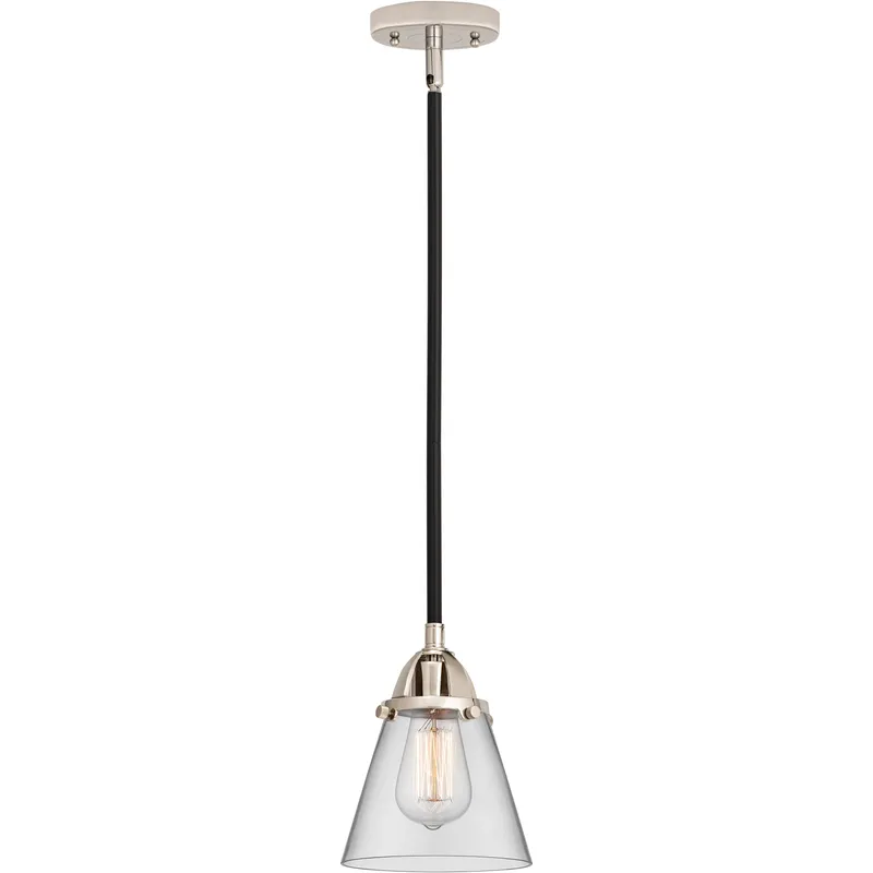 Nouveau 2 Cone LED 6.25 inch Black Polished Nickel Mini Pendant Ceiling Light in Clear