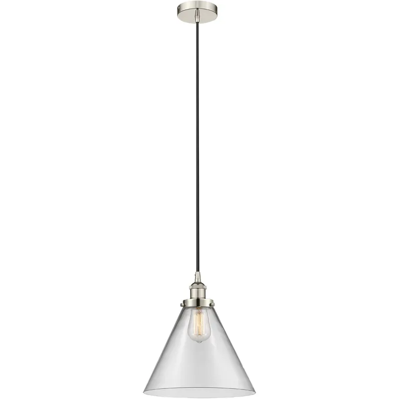 Edison Cone 1 Light 12 inch Polished Nickel Mini Pendant Ceiling Light
