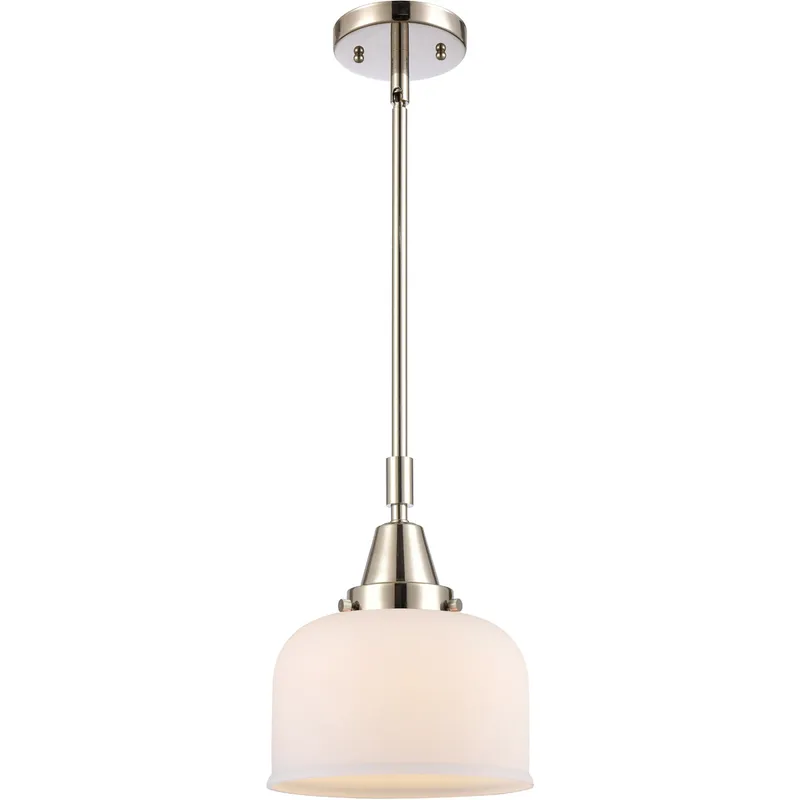 Franklin Restoration X-Large Bell LED 12 inch Polished Nickel Mini Pendant Ceiling Light in Matte White Glass