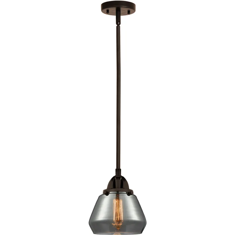 Nouveau 2 Fulton LED 6.75 inch Oil Rubbed Bronze Mini Pendant Ceiling Light in Light Smoke Glass