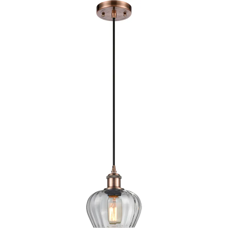 Ballston Fenton 1 Light 7 inch Antique Copper Mini Pendant Ceiling Light in Clear Glass, Ballston