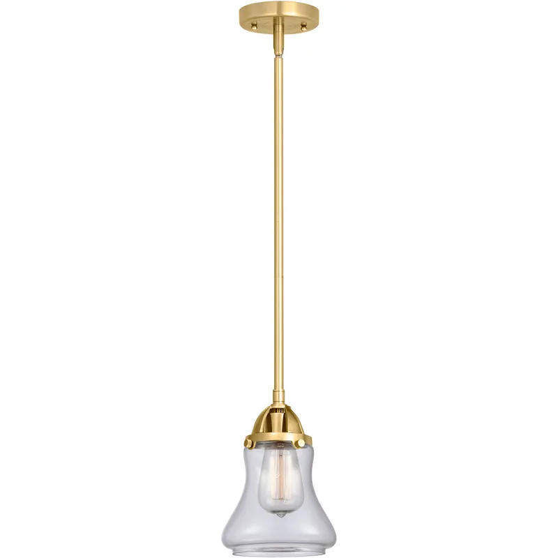 Nouveau 2 Bellmont 1 Light 6 inch Satin Gold Mini Pendant Ceiling Light in Incandescent, Clear